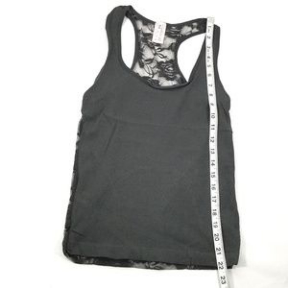 Charcoal Gray Lace Racerback Tank Top - Picture 4 of 4